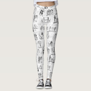 Pride and Prejudice Black White Toile Quotes Leggings