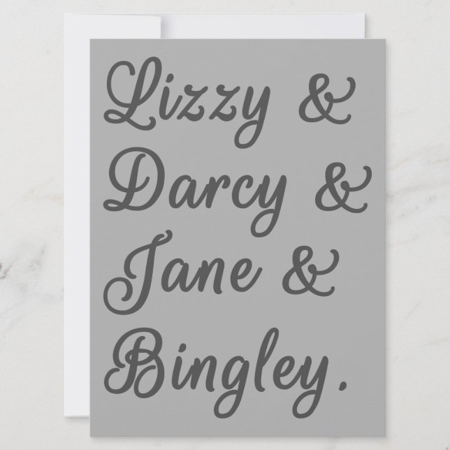 Pride and Prejudice Couples I Invitation (Front)