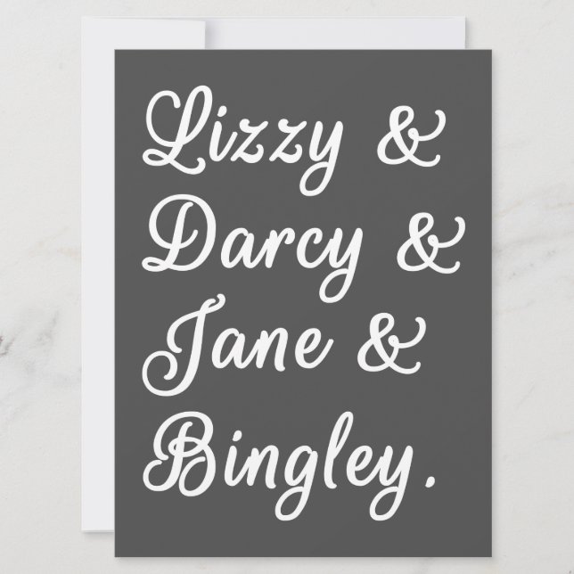 Pride and Prejudice Couples II Invitation (Front)
