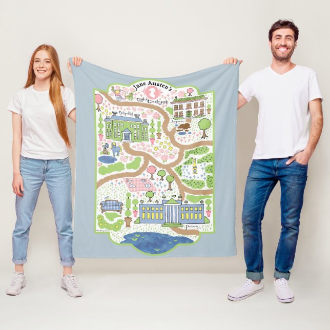 Pride and Prejudice Map Blanket Jane Austen cute (In Situ)
