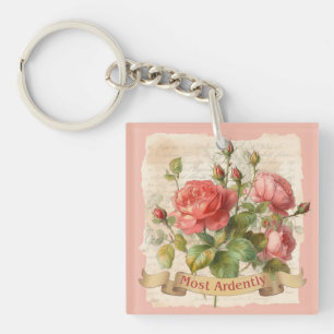 Pride and Prejudice Mr Darcy quote, Most Ardently Keychain