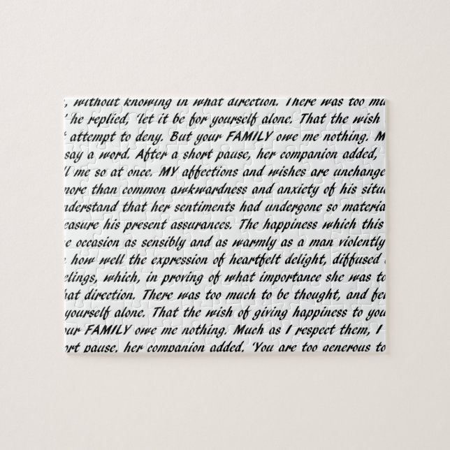 Pride and Prejudice Text Jigsaw Puzzle (Horizontal)