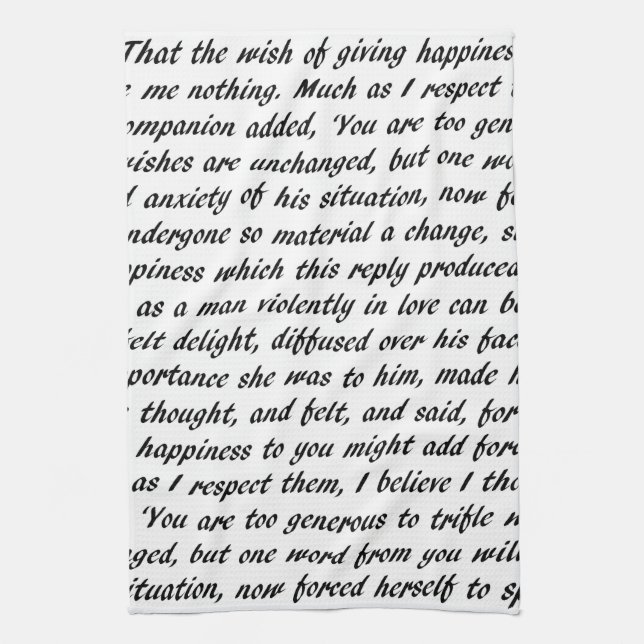 Pride and Prejudice Text Kitchen Towel (Vertical)