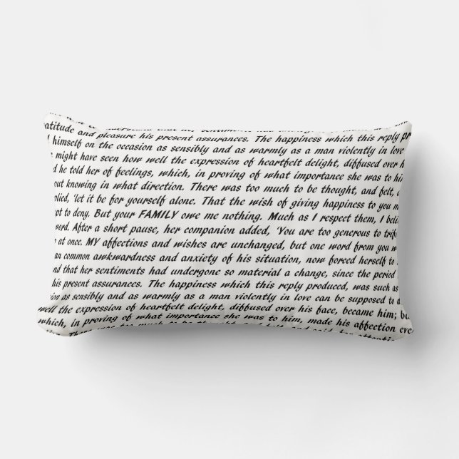 Pride and Prejudice Text Lumbar Pillow (Front)