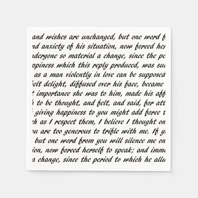 Pride and Prejudice Text Napkin (Front)