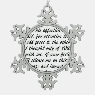 Pride and Prejudice Text Snowflake Pewter Christmas Ornament