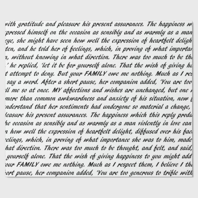 Pride and Prejudice Text Wrapping Paper (Flat)