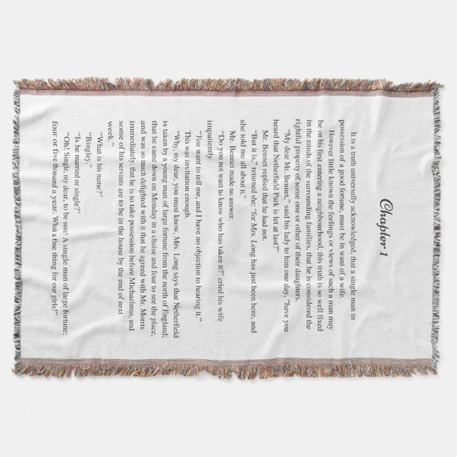 Pride and Prejudice Throw Blanket (Front)