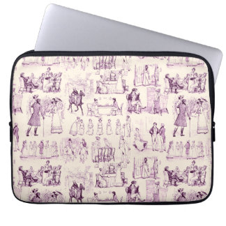 Pride and Prejudice Toile de Jouy Plum and Apricot Laptop Sleeve