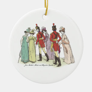 Pride and Prejudice - Walk With The Officers Ceramic Ornament
