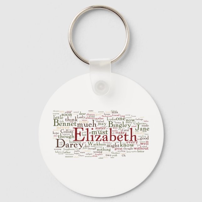 Pride and Prejudice Word Cloud Keychain (Front)