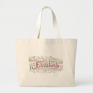 Pride and Prejudice Word Cloud Large Tote Bag
