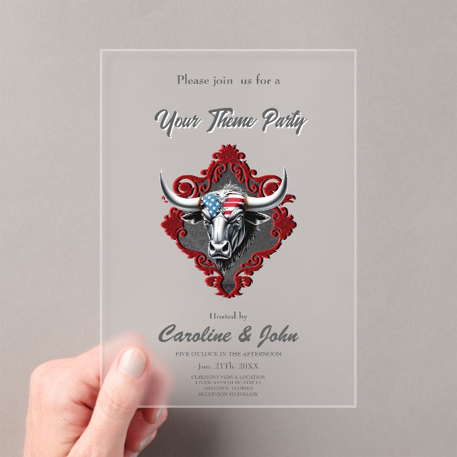 Pride and strength, an American bull  Acrylic Invitations (Insitu (Handheld))