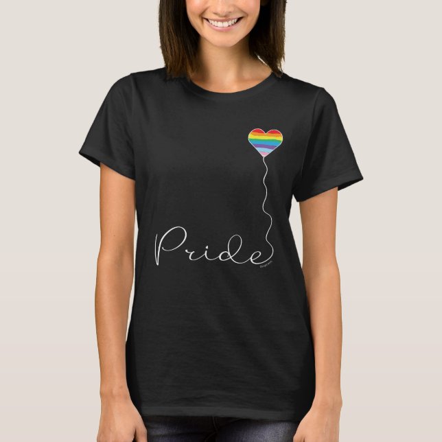 PRIDE Arc-en-ciel LGBTQIA T-shirt Balloon Coeur (Devant)