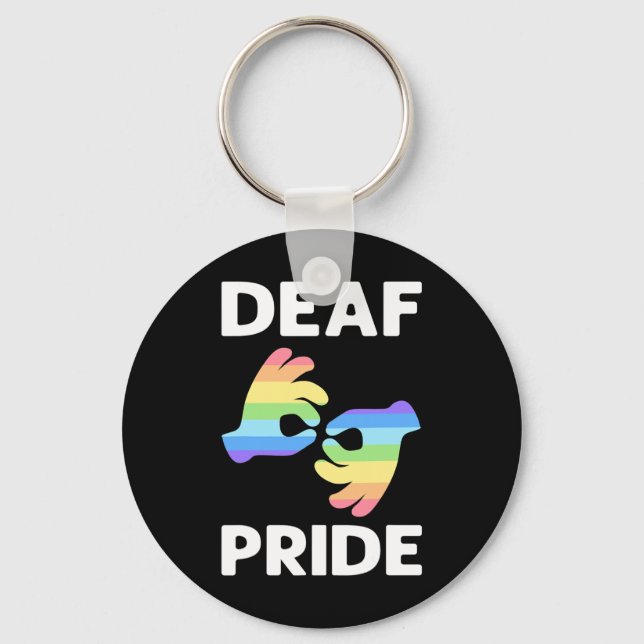 Pride. Asl Awareness Hand Sign Language Deaf Pride Keychain (Front)