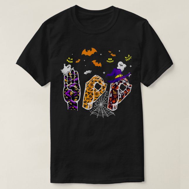 Pride ASL Boo Halloween costume funny Sign Languag T-Shirt (Design Front)