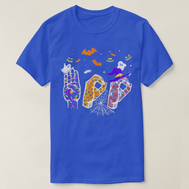 Pride ASL Boo Halloween costume funny Sign Languag T-Shirt (Design Front)