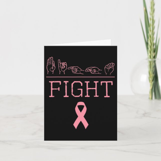 Pride Asl Fight Breast Cancer Awareness Ribbon Gif Card (Front)