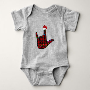 Pride ASL Merry Christmas Sign Language Red Plaid Baby Bodysuit