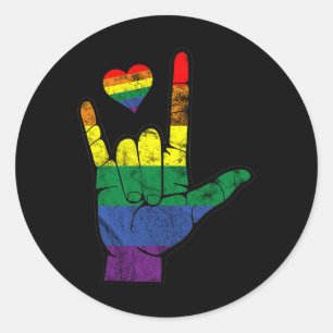 Pride Asl Sign Languages Lgbt Deaf Awareness Month Classic Round Sticker