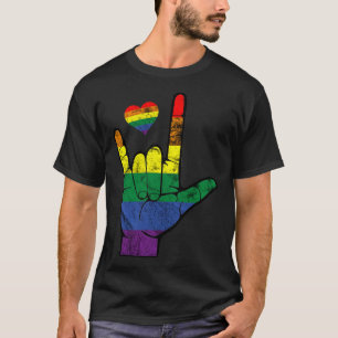 Pride Asl Sign Languages Lgbt Deaf Awareness Month T-Shirt