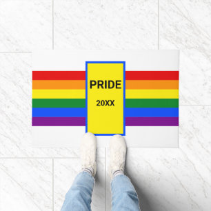 Pride At Home Rainbow LGBT LGBTQ Doormat