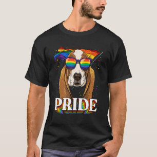 Pride Basset Hound Dog LGBTQ Rainbow Flag Pride Mo T-Shirt