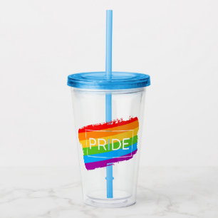 Pride Brushstroke Rainbow Acrylic Tumbler