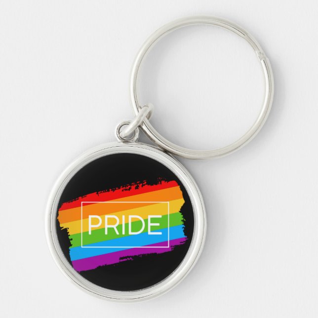 Pride Brushstroke Rainbow Keychain (Front)