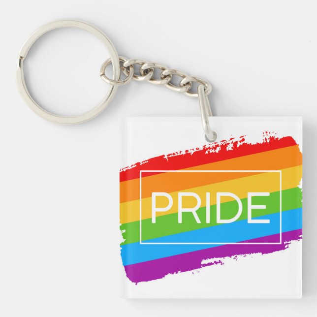 Pride Brushstroke Rainbow Keychain (Front)