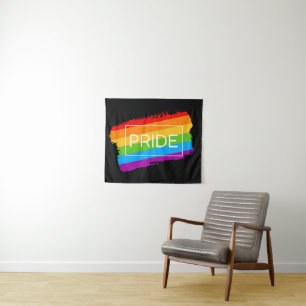Pride Brushstroke Rainbow Tapestry