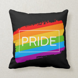 Pride Brushstroke Rainbow Throw Pillow