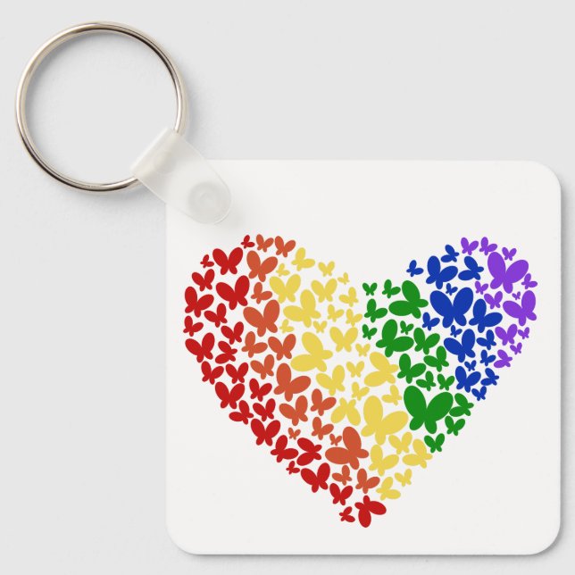 Pride Butterfly Heart– LGBTQ+ Flag Colours  Keychain (Front)