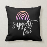 Pride Colourful Glitter Rainbow Black Throw Pillow<br><div class="desc">Show your support</div>