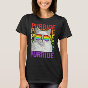 Pride Colourful Lgbt Purride   Rainbow Cat T-Shirt