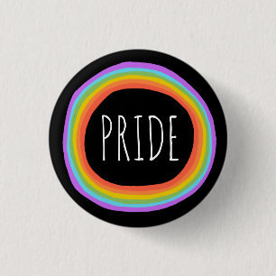 PRIDE Colourful Rainbow Circle Black 1 Inch Round Button