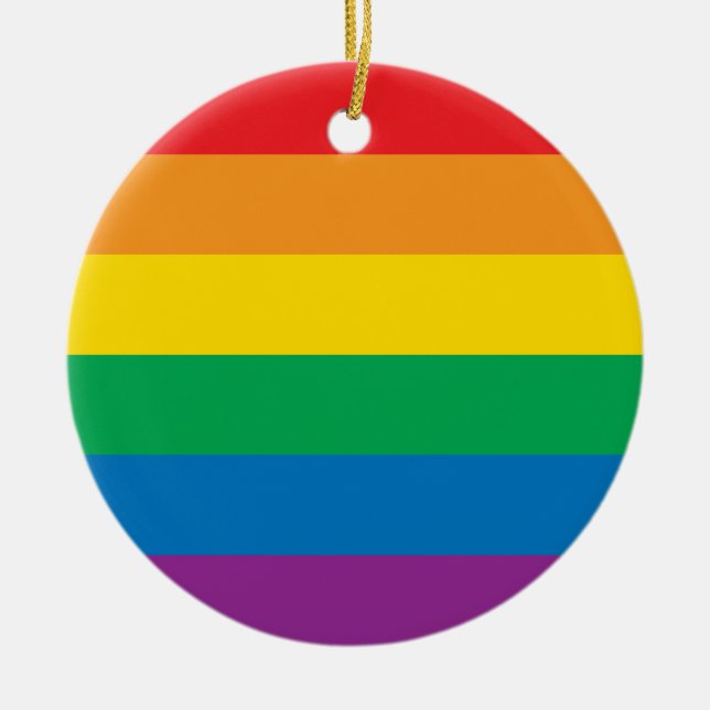 Pride | Colourful Rainbow Design Ceramic Ornament (Front)