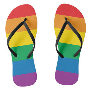 Pride   Colourful Rainbow Design Flip Flops