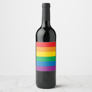 Pride   Colourful Rainbow Design Wine Label