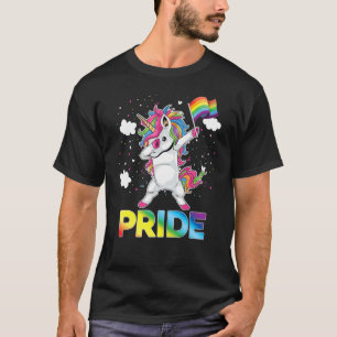 Pride Dabbing Unicorn Lgbt Pride Gay Lesbian Rainb T-Shirt