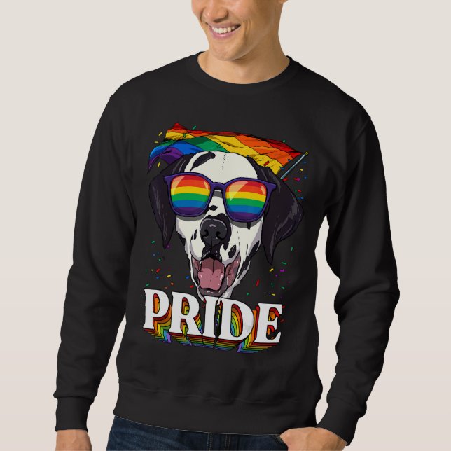 Pride Dalmatian LGBTQ Rainbow Flag Pride Month Pet Sweatshirt (Front)