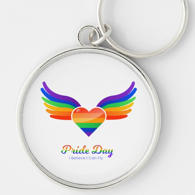 Pride day Heart Wing I Believe I Can Fly  Keychain (Front)