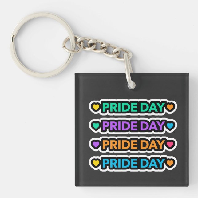 Pride day. LGBT+Pride. Rainbow heart.      Keychain (Front)