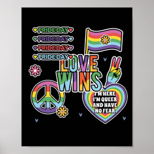 Pride day. Love wins. I'm queer and have no fear. Poster