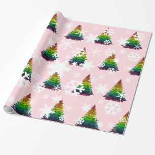 Pride Flag Christmas Tree Pattern Wrapping Paper