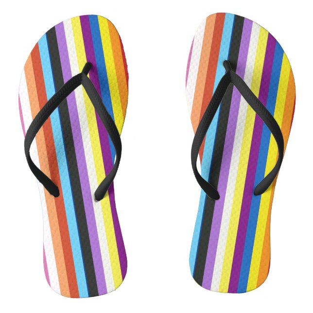 Pride Flag Colorful Stripes Pattern Flip Flops (Footbed)