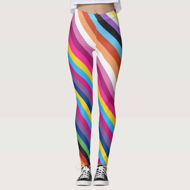 Pride Flag Colour Stripes Pattern Leggings (Front)