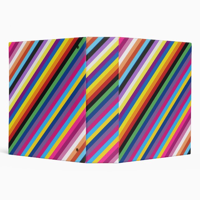 Pride Flag Colourful Stripes Pattern 3 Ring Binder (Background)