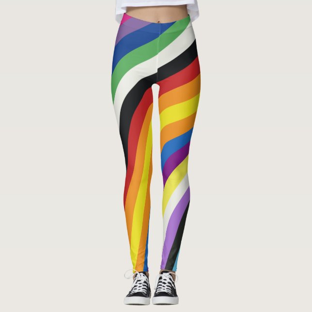 Pride Flag Colourful Stripes Pattern Leggings (Front)