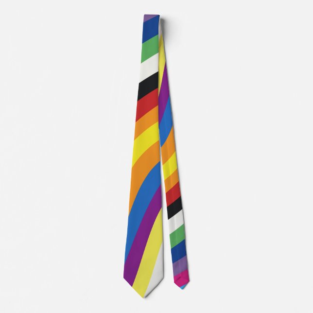 Pride Flag Colourful Stripes Pattern Tie (Front)